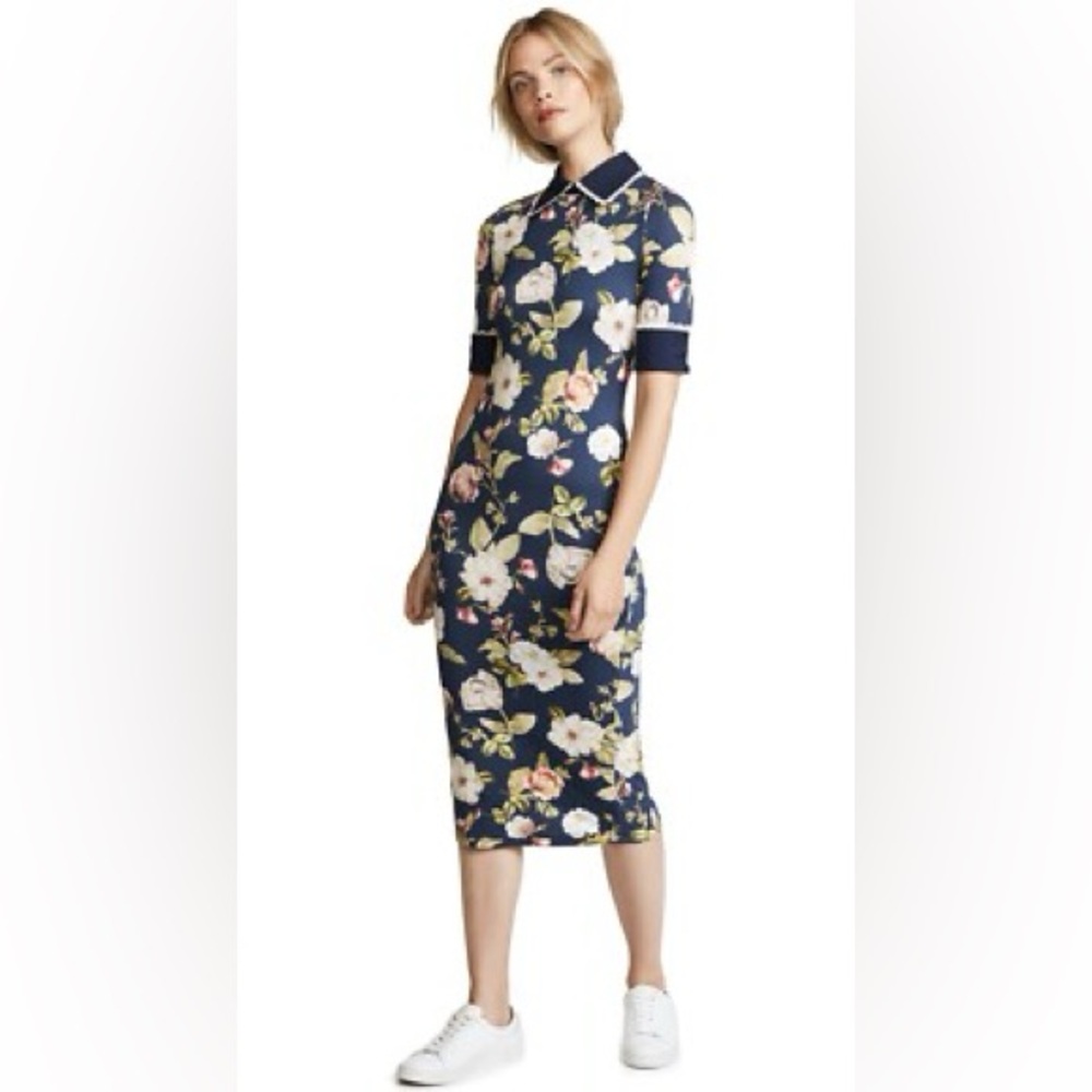 Alice + Olivia Navy Floral Midi Dress - Picture 4 of 5